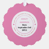 Erste Weihnachtsfamilie aus drei rosa Foto Ornament Karte (Rückseite)