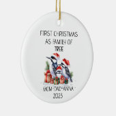 Erste Weihnachtsfamilie der Baumspecht Keramik Ornament (Rechts)