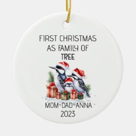 Erste Weihnachtsfamilie der Baumspecht Keramik Ornament