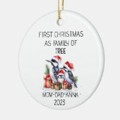 Erste Weihnachtsfamilie der Baumspecht Keramik Ornament (Links)