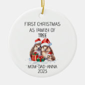 Erste Weihnachtsfamilie der drei Igel Keramik Ornament (Vorne)