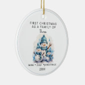 Erste Weihnachtsfamilie der Drei Pinguine Keramik Keramik Ornament (Rechts)