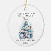 Erste Weihnachtsfamilie der Drei Pinguine Keramik Keramik Ornament (Links)