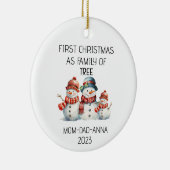 Erste Weihnachtsfamilie Tree Snowmans Keramik Ornament (Rechts)
