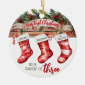 Erste Weihnachtsfamilie von 3 Hundenamens-Strümpfe Keramik Ornament (Vorne)