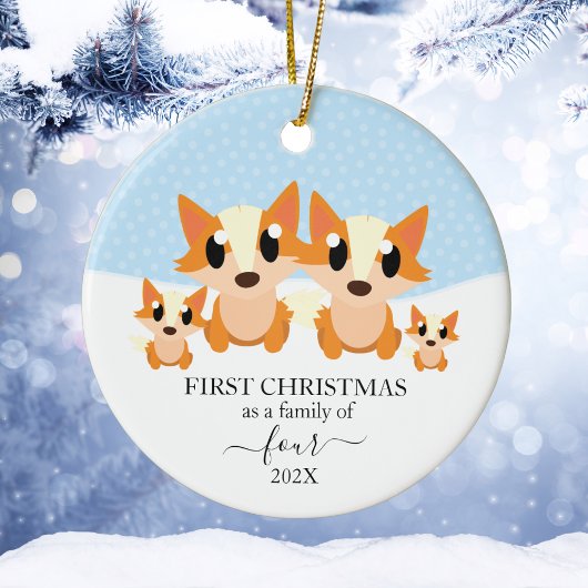Erste Weihnachtsfamilie von 4 Fox Weihnachtsschmuc Keramik Ornament