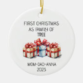 Erste Weihnachtsfamilie von Baumvorführungen Keramik Ornament (Vorne)