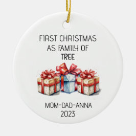 Erste Weihnachtsfamilie von Baumvorführungen Keramik Ornament