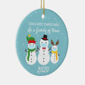 Erste Weihnachtsfamilie von drei 2020 Schneemann Keramik Ornament (Rechts)