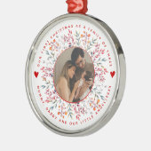 Erste Weihnachtsfamilie von drei Beerengrenzen-Fot Ornament Aus Metall (Links)