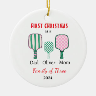Erste Weihnachtsfamilie von drei Fotos Keepake Keramik Ornament