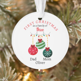 Erste Weihnachtsfamilie von drei Fotos Keepake Ornament