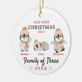 Erste Weihnachtsfamilie von drei Keramik Ornament (Links)
