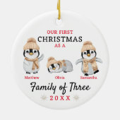 Erste Weihnachtsfamilie von drei Keramik Ornament (Hinten)