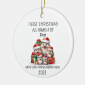 Erste Weihnachtsfamilie von fünf Igeln Keramik Ornament (Links)
