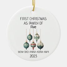 Erste Weihnachtsfamilie von fünf Vintagen Ornament