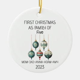 Erste Weihnachtsfamilie von fünf Vintagen Ornament