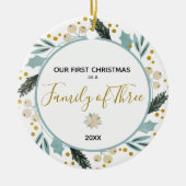 Erste Weihnachtsfamilie von Three Foto Baby Neubor Keramik Ornament (Vorne)