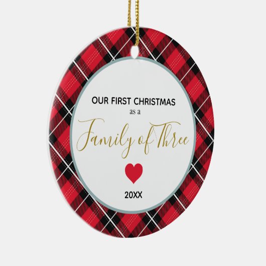 Erste Weihnachtsfamilie von Three Foto Baby Neubor Keramik Ornament (Rechts)