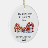 Erste Weihnachtsfamilie von vier Geschenken Keramik Ornament (Rechts)