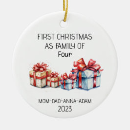 Erste Weihnachtsfamilie von vier Geschenken Keramik Ornament