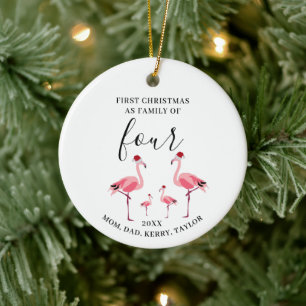 Erste Weihnachtsfamilie von vier Niedlichen Flamin Keramik Ornament