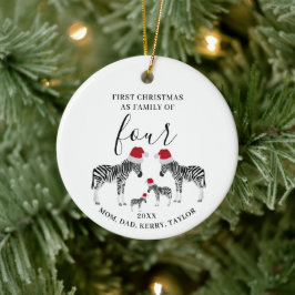 Erste Weihnachtsfamilie von vier Niedlichen Zebra Keramik Ornament