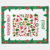 Erste Weihnachtsfarbensymbole Blumenbräuner Winter Fleecedecke (Vorderseite (Horizontal))