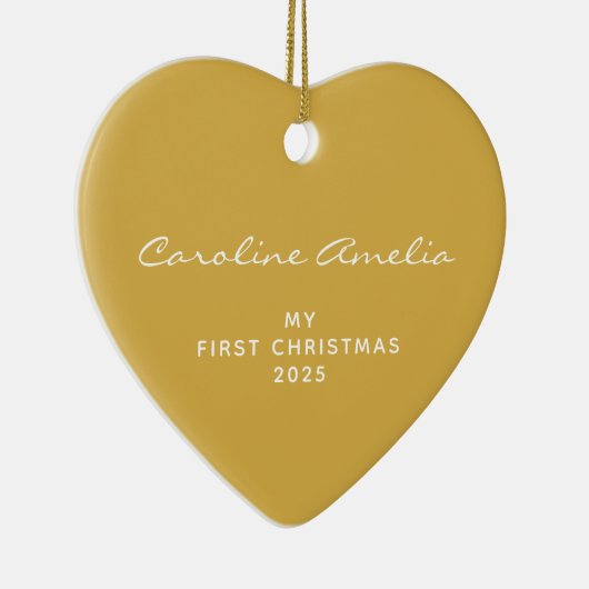 Erste Weihnachtsfeier 2025 Personalisiert Gelb für Keramik Ornament (Rechts)