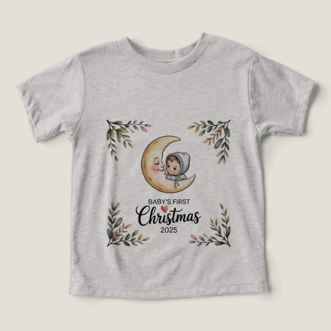 Erste Weihnachtsfeier 2025 Vintag Mond & Baby (Design Vorderseite)