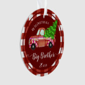 Erste Weihnachtsfeier als Big Brother Red Truck Fo Ornament (Vorderseite)