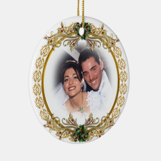 Erste Weihnachtsfeier als Ehemann und Ehefrau Keramikornament (Rechts)