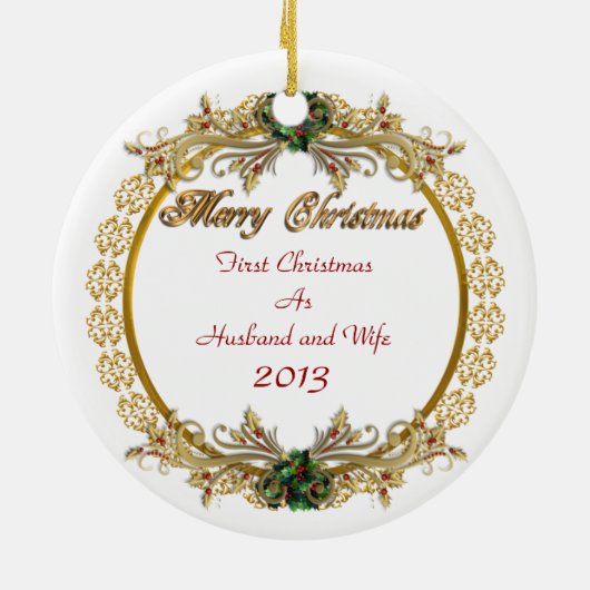 Erste Weihnachtsfeier als Ehemann und Ehefrau Keramikornament (Hinten)