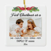 Erste Weihnachtsfeier als Familie mit maßgeschneid Keramikornament (Vorderseite)
