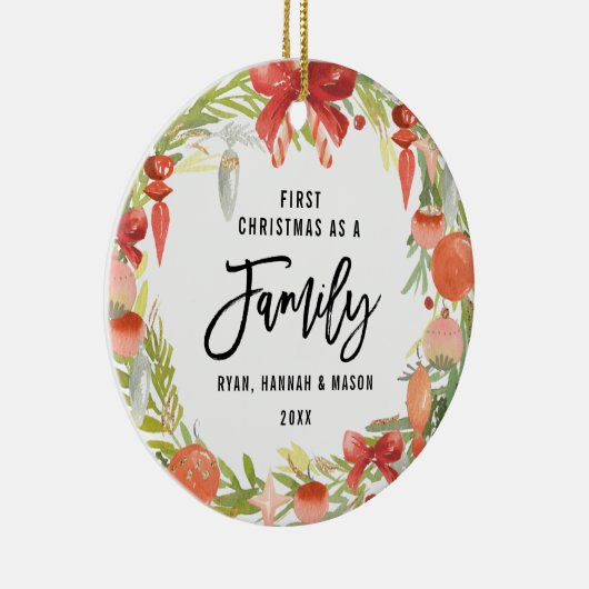 Erste Weihnachtsfeier als Foto Keramik Ornament (Rechts)