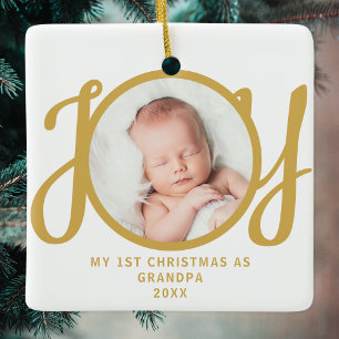 Erste Weihnachtsfeier als Grandpa-Foto Keramikornament
