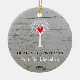 Erste Weihnachtsfeier als Liebe von Herrn und Frau Keramik Ornament