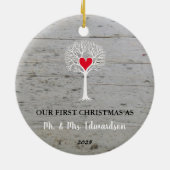 Erste Weihnachtsfeier als Liebe von Herrn und Frau Keramik Ornament (Hinten)