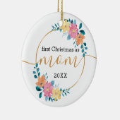 Erste Weihnachtsfeier als Mama Blumenkranz und Gol Keramik Ornament (Rechts)