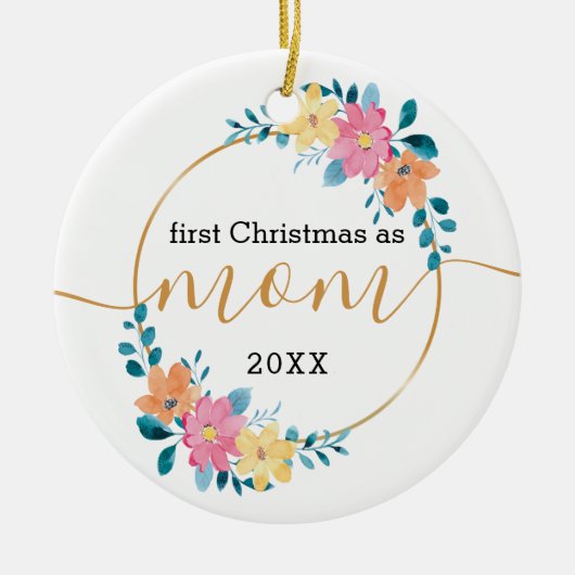 Erste Weihnachtsfeier als Mama Blumenkranz und Gol Keramik Ornament (Vorne)