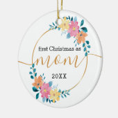 Erste Weihnachtsfeier als Mama Blumenkranz und Gol Keramik Ornament (Links)