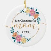 Erste Weihnachtsfeier als Mama Blumenkranz und Gol Keramik Ornament (Hinten)