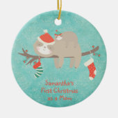 Erste Weihnachtsfeier als Mama Niedliche Mutter Ba Keramik Ornament (Vorne)