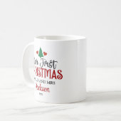 Erste Weihnachtsfeier als Personalisiert Kaffeetasse (Vorderseite Links)