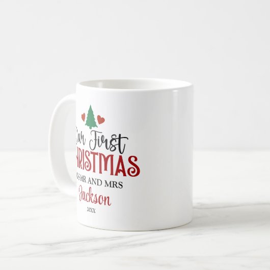 Erste Weihnachtsfeier als Personalisiert Kaffeetasse (Vorderseite Links)