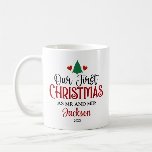 Erste Weihnachtsfeier als Personalisiert Kaffeetasse (Links)