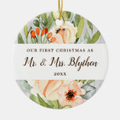 Erste Weihnachtsfeier als Personalisierte Grünen Keramik Ornament (Vorne)