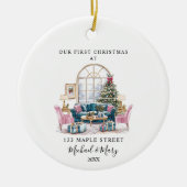 Erste Weihnachtsfeier auf der neuen Zuhause mit An Keramik Ornament (Vorne)