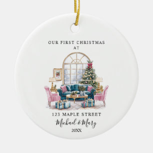 Erste Weihnachtsfeier auf der neuen Zuhause mit An Keramik Ornament