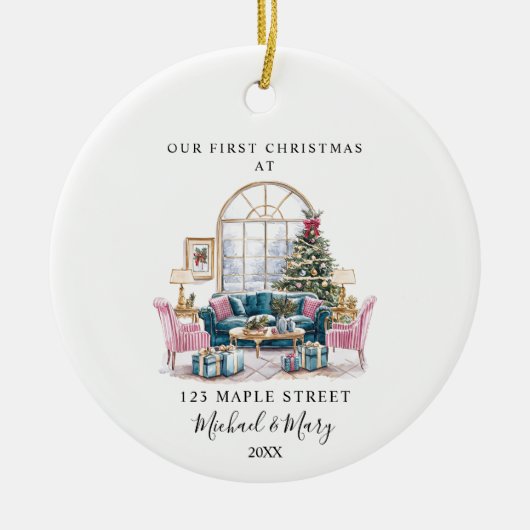 Erste Weihnachtsfeier auf der neuen Zuhause mit An Keramik Ornament (Vorne)